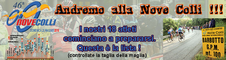 Banner per la partecipazione alla Nove Colli del 2016